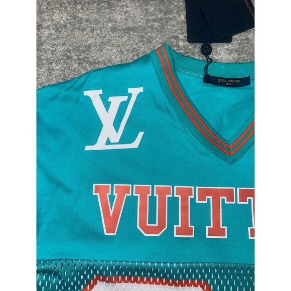 Louis Vuitton SS22 Hockey Jersey Tee Menthe Mint Green Logo T-Shirt Large L - Picture 7 of 16